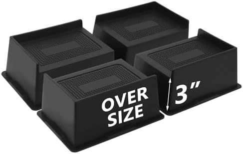 4 Pack Bed Risers 3 inch, Oversized Furniture Risers Heavy Duty by HANIHUA