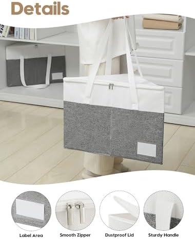 2-Pack Rigid Hanger Organizer Bags with Lid, Triangle Hanger Storage Organizers for Closet, Laundry Room, Wardrobe, Drying Rack, Dustproof Space Saving Holder, Grey & White - Image 5