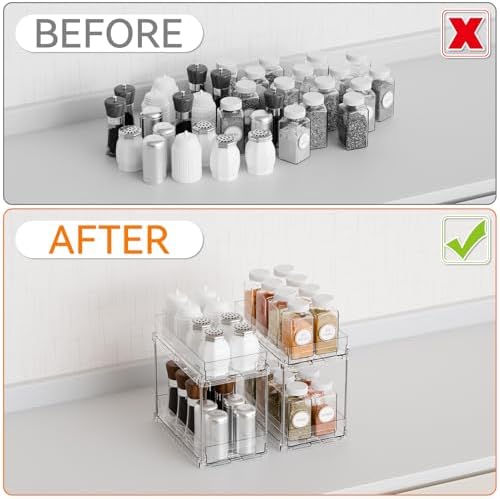 Yieach 2 Tier Vertical Spice Rack Pull Out,10.4'' Deep Narrow Slide Out Spice Rack Organizer for Inside Cabinets,Kitchen,Pantry,Cupboard Seasoning,Can,Jar Organizer and Medicine Cabinet Storage - Image 5