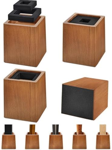 Wooden Bed Risers 5 Inch Heavy Duty, Support 2500 lbs, Brown by OYMVEKIK