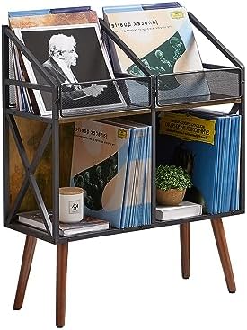EYOCAL Vinyl Record Storage Holder Rack,250 LP Wooden Record Display Table for Albums Books Magazines Files for Living Room Bedroom Patent Pending by EYOCAL