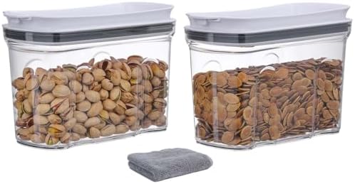 Food Dispenser Set, Airtight Food Storage Container with Lid 1.5L,2PCS BPA-FREE Plastic Pantry Organization Canisters for Nuts Quinoa Coffee and More Dry Food in Kitchen by FreshKeeper