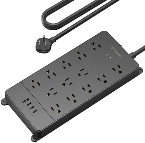 TROND Power Strip Surge Protector 10ft Cord, 4000J, 4 USB, ETL Listed,Black by TRONDOfficial