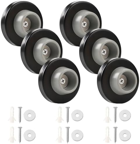 6Pcs Door Stoppers for Wall, Rubber Door Bumper, Door Knob Protector Black by TINSKY
