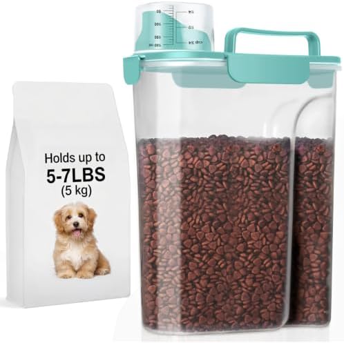 LEAWALK 5-7Lbs Airtight Dog Cat Pet Food Storage Container- Elegant Blue by LEAWALK