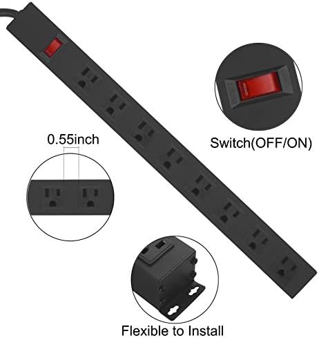 HHSOET Heavy Duty Long 8 Outlets, 14AWG Extension Cord, Black, 6FT, 4 - Image 3
