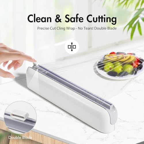 Aluminum Foil & Plastic Wrap Dispenser with Cutter - Easy One-Hand Operation, Space-Saving Kitchen Organizer for Worktops & Cabinets, Magnetic Cling Film Dispenser - Fits 12" Rolls, Gray - Image 2
