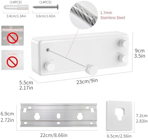 JOOM Retractable Clothesline Indoor, Dual 2 x 13.8 FT Clothes Lines, White - Image 2