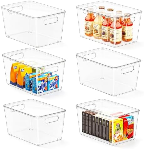 6 Pack Clear Plastic Storage Bins with Lids Stackable, XLarge by MSHOMELYDIRECT