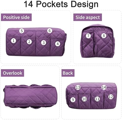 Sofa Armrest Organizer,Couch Remote Control Holder with 14 Pockets Waterproof Non Slip Recliner Organizer for TV Remotes Caddy, Book, Magazines, Ipad (Purple) - Image 3