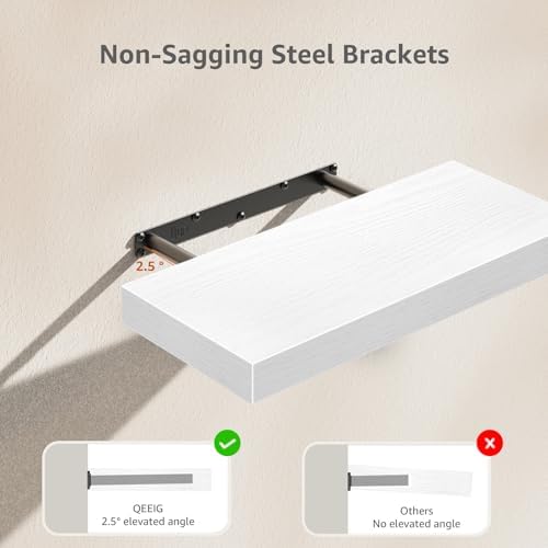 QEEIG Bathroom Floating Shelves for Wall (White, Set of 2, 15.7") - Image 5