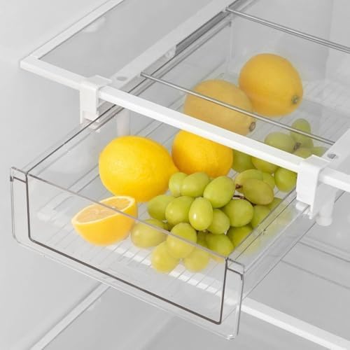 Clear Fridge Organizer Drawer - Plastic Refrigerator Deli Storage Bin for Fruits, Vegetables, Meat & Cheese, Pull-Out Design-M - Image 3