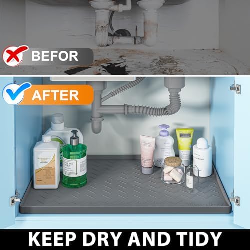 TigeJoy Under Sink Mats for Kitchen Waterproof 22" x 19", Cabinet Liner - Image 5