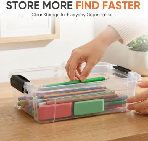 Superio 1.27 Quart Clear Plastic Storage Containers with Lids, Stackable Organizer Bins, BPA-Free Storage Boxes for Home, Office, Dorm & Classroom, 1 Pack - Image 2