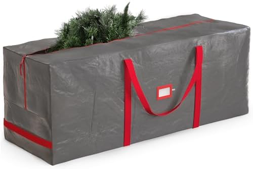 Zober Christmas Tree Storage Bag - Fits 7.5 Ft Artificial Trees - Plastic, Waterproof Christmas Tree Bag For Storage Box For Xmas - Strong, Durable Handles - Label Card Slot - Gray by ZOBER
