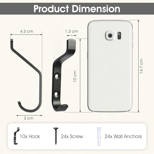 GlazieVault Coat Hooks Wall – Door Hooks (10 Pack) - Heavy Duty Wall Mounted - Premium Design Rust Free Hooks - Image 2
