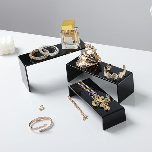 ANDGOO 6 Pcs Acrylic Display Risers, 2 Set(7.9”L-8.3”L-8.7”L), Black - Image 2