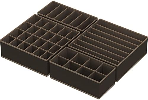 Simple Houseware 4-Pack Drawer Organizer Set for Underwear/Socks/Bra, Brown - Image 2