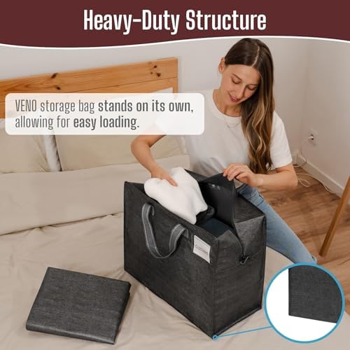 VENO Heavy Duty Moving Bags, Storage Bags, 13 Gallon, Dark Gray, 4 Pack - Image 2