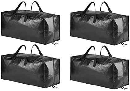 SpaceAid Heavy Duty Moving Bags, Extra Large Storage Totes W/Backpack Straps Strong Handles & Zippers, Alternative to Moving Boxes, Packing & Moving Supplies, Black (4 Pack) by SpaceAid