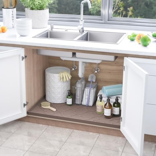 SIKADEER Waterproof Under Sink Mat 31" x 19" Silicone Mat Cabinet Protector - Image 2