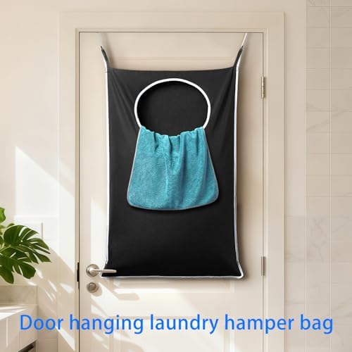 ANSTROUT 2 Pack XL Hanging Laundry Hamper, Extra Large Tear-Resistant Door Organizer with 2 Hook Types, Space-Saving Laundry Bag (36.5" x 22", Black) - Image 6