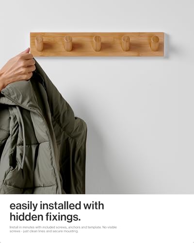 LARHN Wall Mounted Coat Rack with 5 Heavy-Duty 1" Diameter Hooks (2-Pack) - Image 6