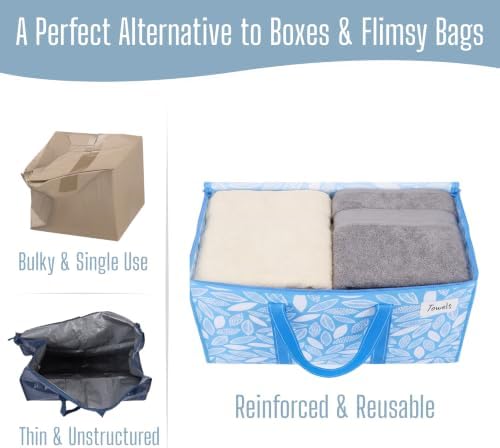 VENO 8 Pack Heavy Duty Moving Bags, Extra Large Storage Bags with Reinforced Handles & Strong Zippers, Foldable & Reusable Moving Box Alternative for Clothes & Dorm Storage - Image 5