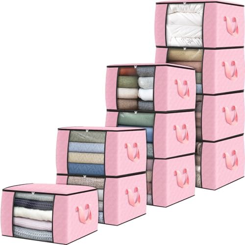 Fab totes 10 Pack Storage Bags for Clothes Blanket Storage Bins with Lids by Fabtotes