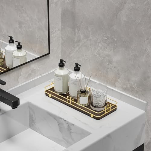 Bathroom Vanity Tray Countertop, Decor, 11.3"x 4.4" Brown-Gold - Image 5