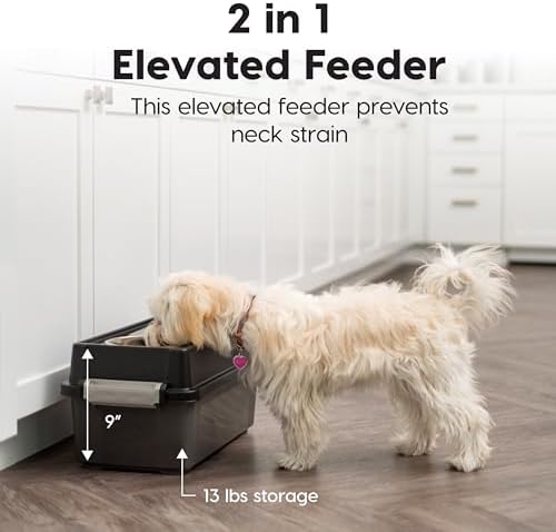IRIS USA Elevated Dog Bowls 9" H, up to 13 lb Storage, Smoke, Made in USA - Image 3