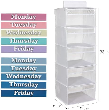 Monday through Friday Hanging Weekly Clothes Organizer for Kids - Image 3