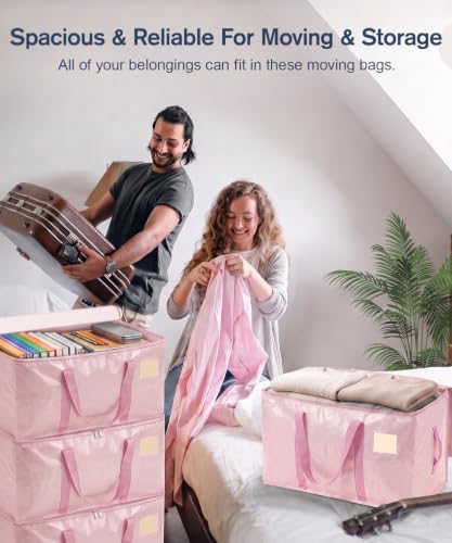 Moving Bags Heavy Duty Extra Large 6-Pack, 110 LBS Load Storage Bag, Pink - Image 4