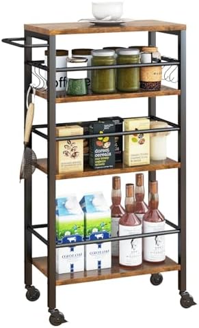 IBUYKE Slim Rolling Storage Cart, Kitchen Cart Utility Shelving UTMJ065H by IBUYKE