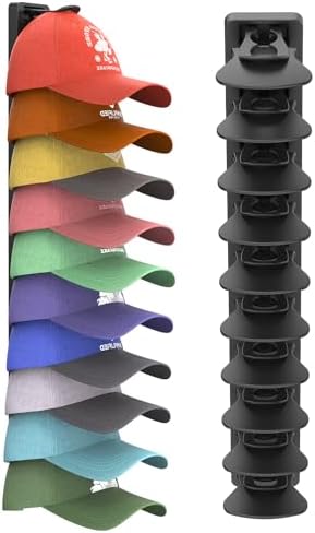 Hat Organizer for Baseball Caps 1 Pack, Adhesive Hat Rack for Wall Hold Up to 20 hats (Black-1 Pack) by Unknown