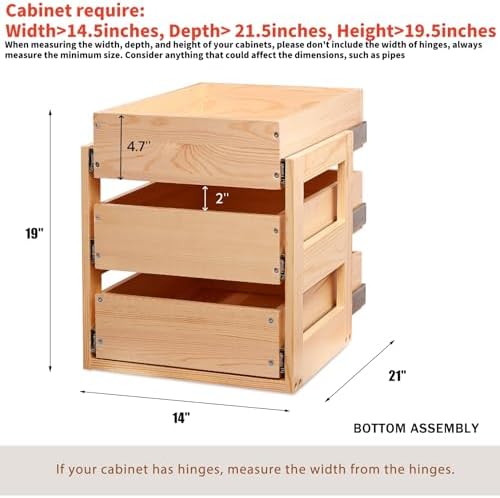 Mulush Pull Out Cabinet Organizer 14''W×21''D×19''H Slide Out Drawer - Image 3