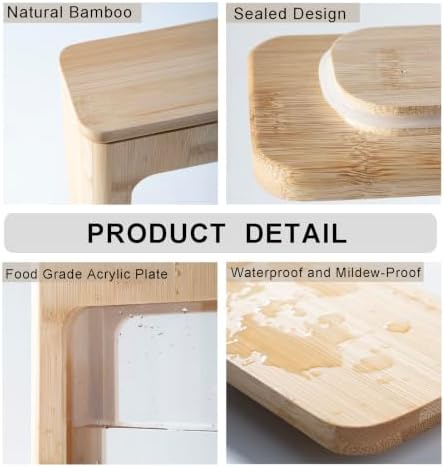 Bamboo Kitchen Cereal Containers Storage Dispenser, Airtight Pantry Organizers with Lid, Kitchen Home Organization for Cereal, Rice, Flour, Snack, Candy Storage with Spoon Sponge Cleaning Brush - Image 4