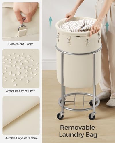 SONGMICS Laundry Basket with Wheels, 18.5 Gal., Steel Frame, Removable Bag - Image 5