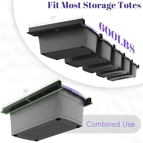 Linone Ceiling Storage Rack, 6 Sets for 5 Bins, 16 Inch - Image 4