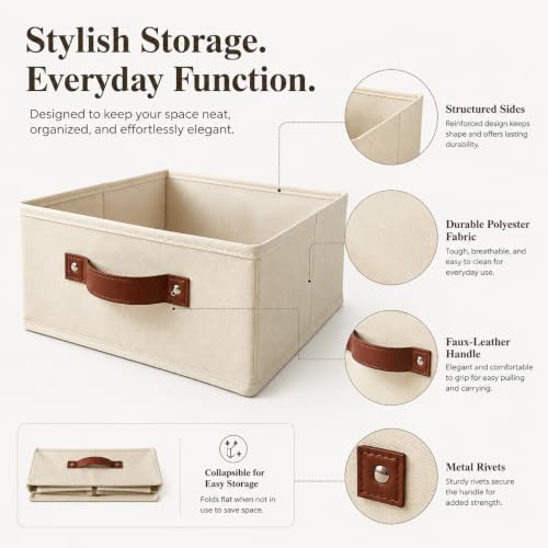 Pantry Storage Bin with Reinforced Sides & Faux Leather Handle - Image 5