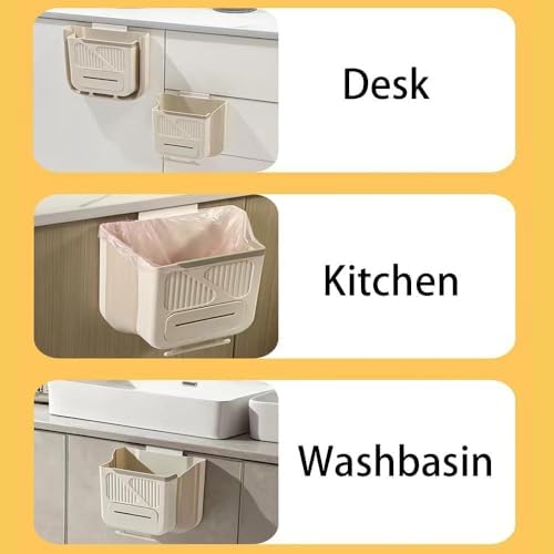 Hanging Trash Can for Kitchen Cabinet Door with 80 Garbage Bags, 2.7 Gallon Collapsible Trash Bin for Under Sink, Bathroom, Car, RV, Office (LargeGrey) - Image 3