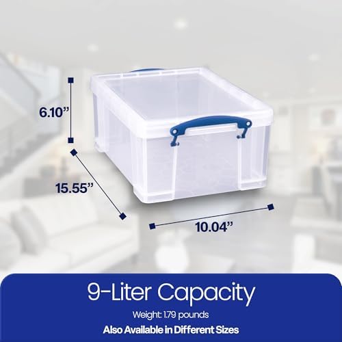 Really Useful Box 9L Stackable Plastic Storage Containers, Clear, 2-Pack - Image 3