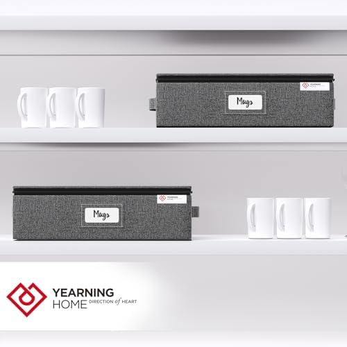 YearningHome Cup and Mug Storage Boxes with Dividers,Hard Shell Coffee Mug Organizer with Lid,Handles,Zips and Label Window for Coffee Mugs,Tea Cups,Packing and Moving,Hold 12,1 Pack, Grey - Image 6