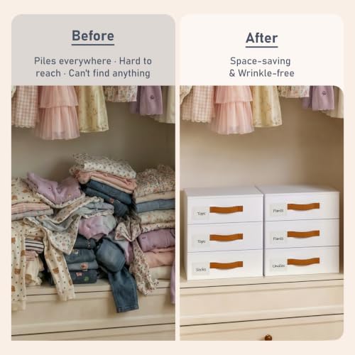 DIMJ Underwear Drawer Organizer, Stackable Bra Organizer for Closet 2 Pack, Bra Storage With Fabric Storage Drawers, Collapsible Closet Organizers for Clothes, Socks, Bra, Scarf, Baby Clothes, White - Image 7