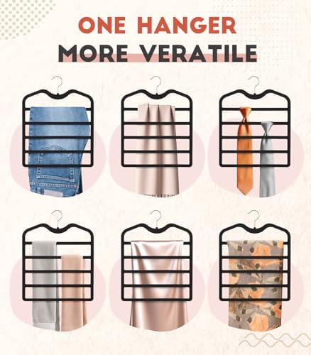 Pants Hangers Space Saving,5 Pack 5 Tier Velvet Short Neck Pants Hangers - Image 4