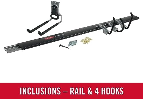 Rubbermaid FastTrack Garage Storage Utility Hooks 5 Piece Black All in One Rail Hook Kit and Tool Organizer Heavy Duty for Home/Garage/Shed/Garden - Image 5