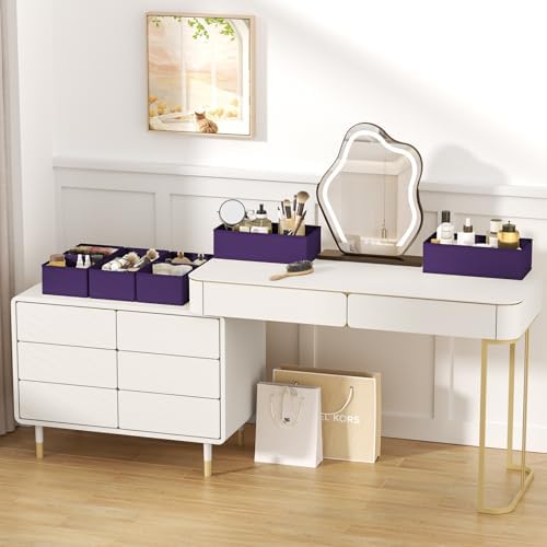 DIMJ Drawer Organizer Clothes, 12 Pack Dresser Organizer, Foldable Closet Organizers and Storage, Fabric Dresser Bins, Drawer Dividers for Nursery, Baby Clothes, Underwears, Sock (Purple) - Image 4