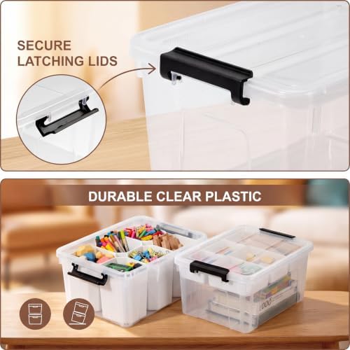 17QT Clear Storage Bins with Lids, Craft Organizers and Storage with Tray - Image 5
