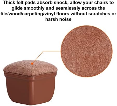 Ezprotekt 24Pcs Square Chair Leg Floor Protectors with Felt Brown - Image 4