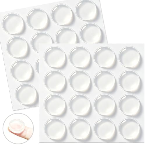 Clear Cabinet Door Bumpers, 32Pcs Self-Adhesive Silicone Pads by MVZAWINO